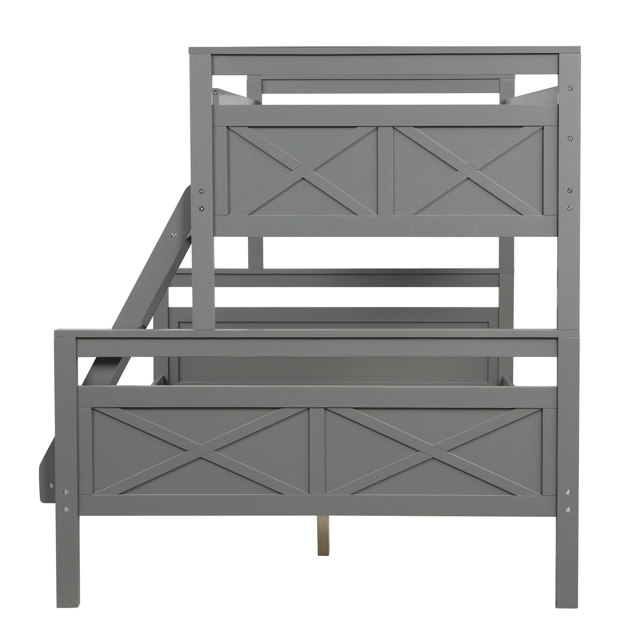 Twin Full Over Queen Bunk Bed with Ladder and Guardrail - Casatrail.com