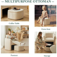 Thumbnail for Upholstered Sherpa Barrel Chair with Storage Ottoman - Casatrail.com