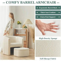 Thumbnail for Upholstered Sherpa Barrel Chair with Storage Ottoman - Casatrail.com