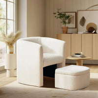 Thumbnail for Upholstered Sherpa Barrel Chair with Storage Ottoman - Casatrail.com