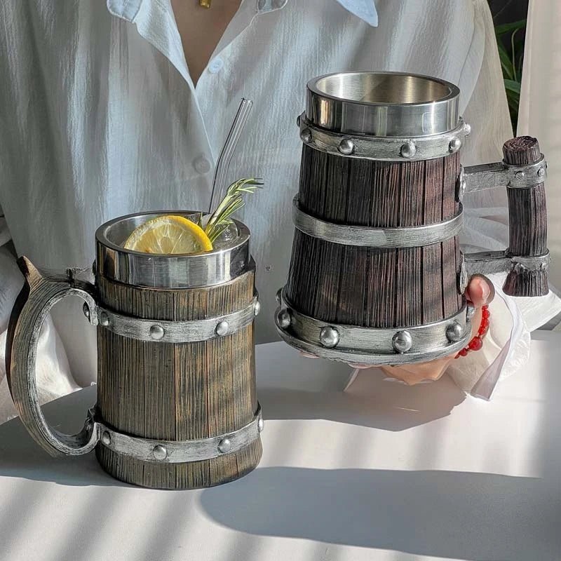 Viking Wood Style Beer Mug - Casatrail.com