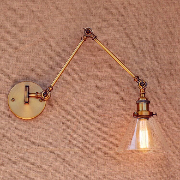 Vintage Brass Glass Ball Wall Lights Swing Arm Edison Fixtures - Casatrail.com