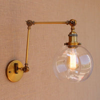 Thumbnail for Vintage Brass Glass Ball Wall Lights Swing Arm Edison Fixtures - Casatrail.com