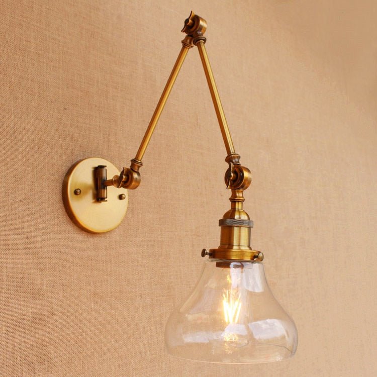 Vintage Brass Glass Ball Wall Lights Swing Arm Edison Fixtures - Casatrail.com