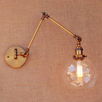 Thumbnail for Vintage Brass Glass Ball Wall Lights Swing Arm Edison Fixtures - Casatrail.com