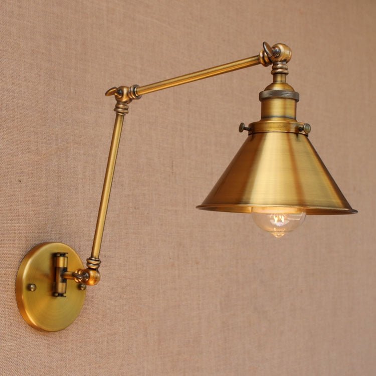 Vintage Brass Swing Arm Wall Lamp - Casatrail.com