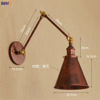 Thumbnail for Vintage Brass Swing Arm Wall Lamp - Retro Loft LED Lighting - Casatrail.com