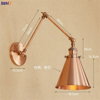 Thumbnail for Vintage Brass Swing Arm Wall Lamp - Retro Loft LED Lighting - Casatrail.com