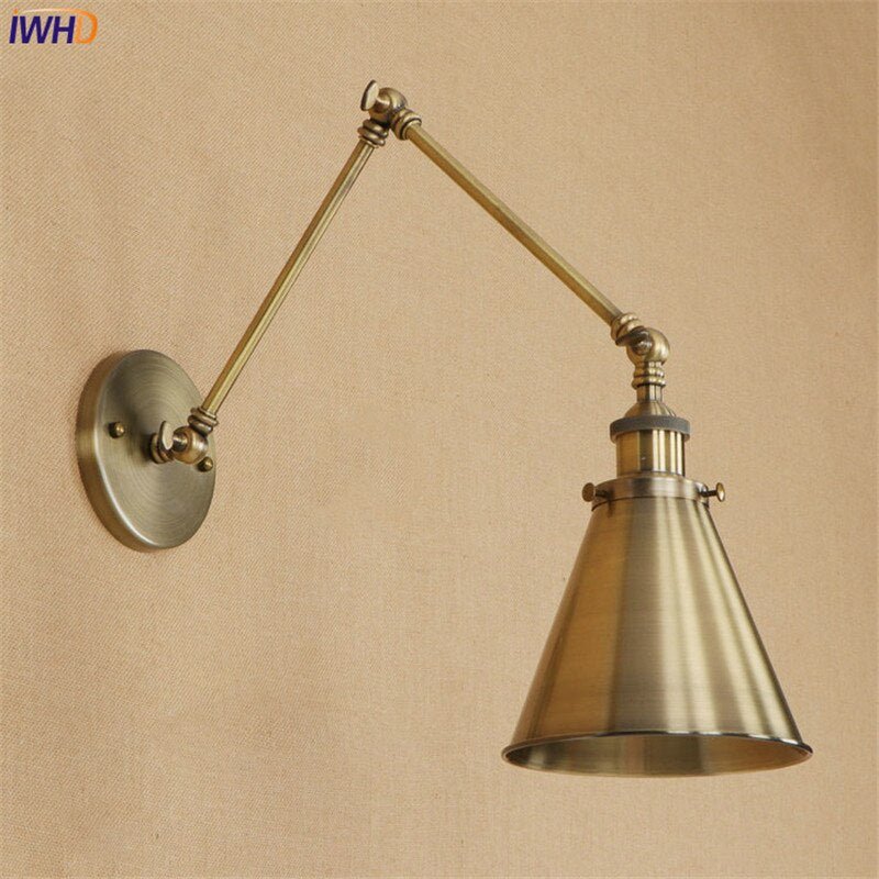 Vintage Brass Swing Arm Wall Lamp - Retro Loft LED Lighting - Casatrail.com