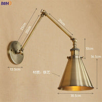 Thumbnail for Vintage Brass Swing Arm Wall Lamp - Retro Loft LED Lighting - Casatrail.com