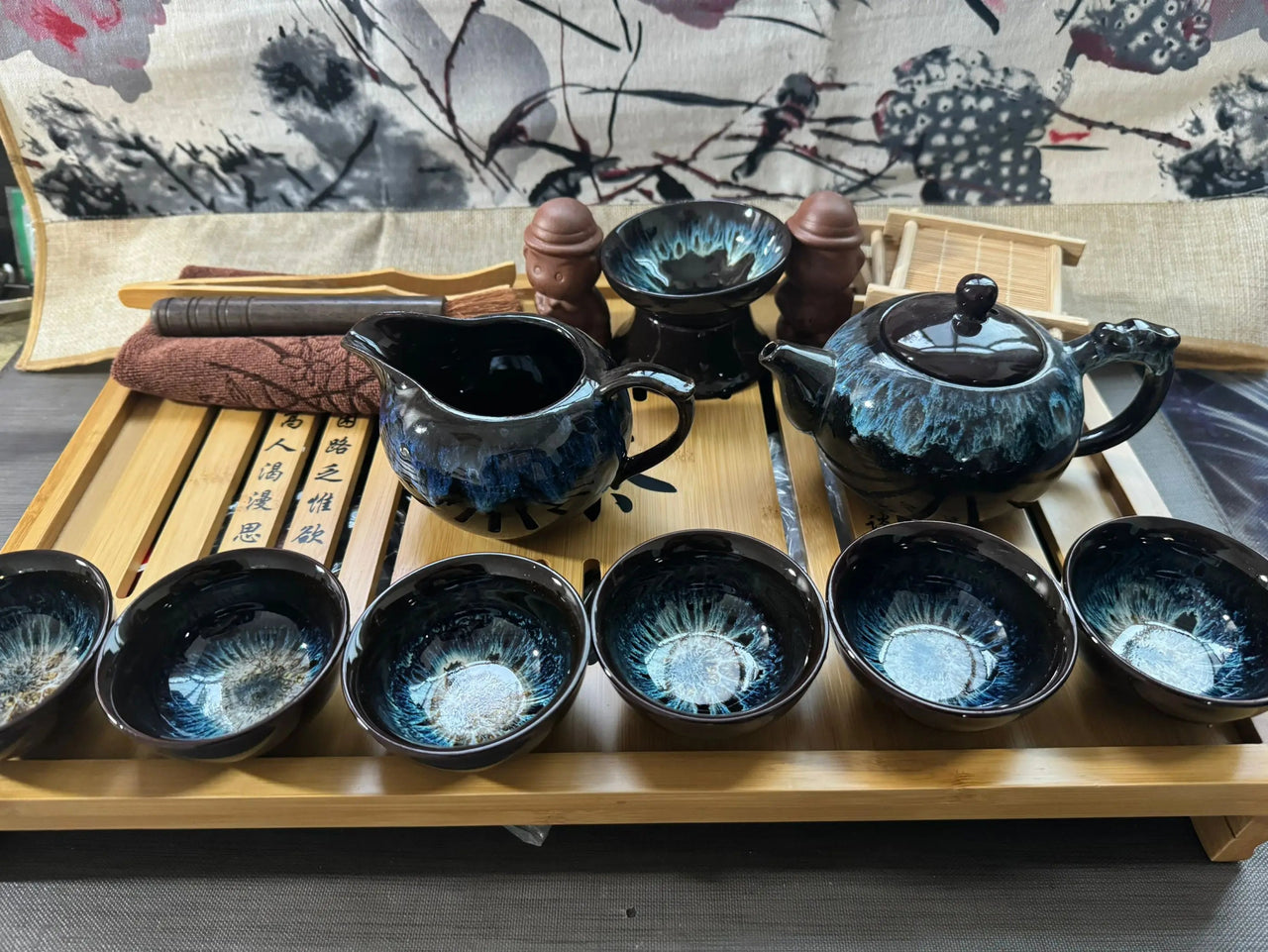 Vintage Chinese Tea Cup Set with Strainer - Casatrail.com