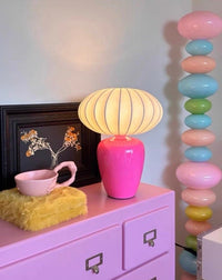 Thumbnail for Vintage Dopamine Table Bedside Lamp with Silk Lampshade