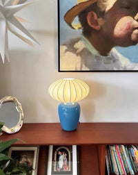 Thumbnail for Vintage Dopamine Table Bedside Lamp with Silk Lampshade