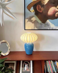 Thumbnail for Vintage Dopamine Table Bedside Lamp with Silk Lampshade