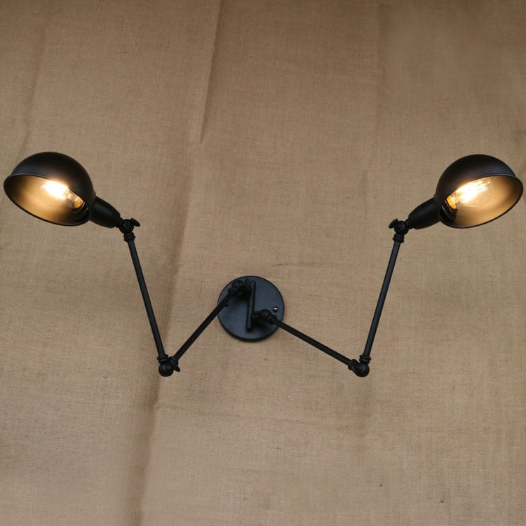 Vintage Industrial Double Swing Wall Lamp - Brass Copper - Casatrail.com