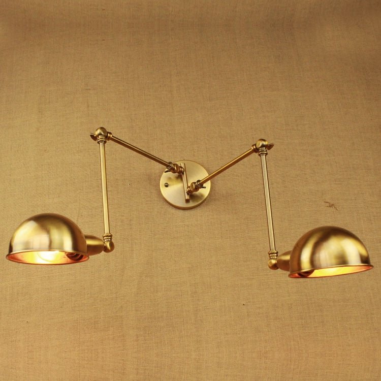 Vintage Industrial Double Swing Wall Lamp - Brass Copper - Casatrail.com