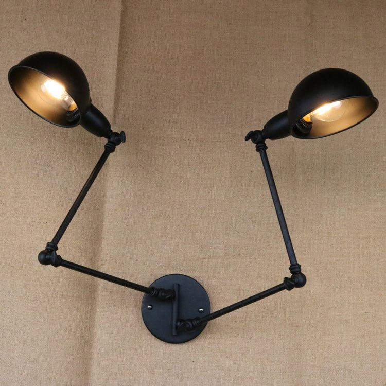 Vintage Industrial Double Swing Wall Lamp - Brass Copper - Casatrail.com