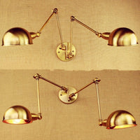 Thumbnail for Vintage Industrial Double Swing Wall Lamp - Brass Copper - Casatrail.com