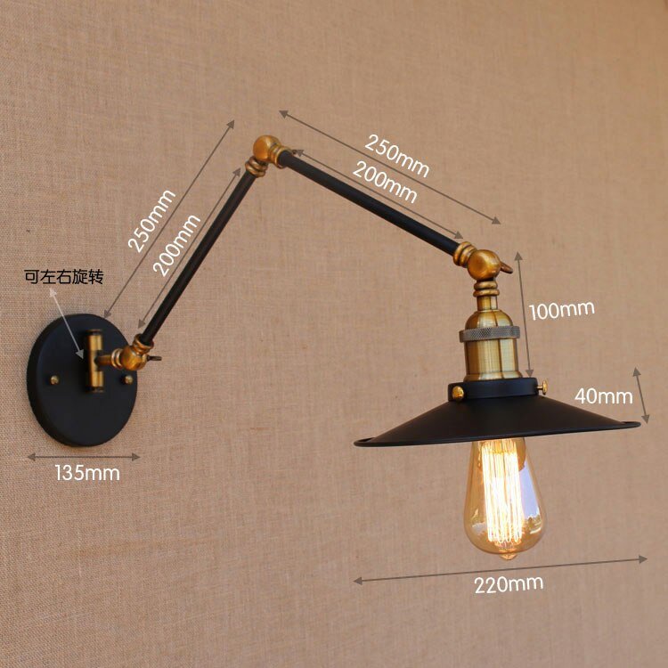 Vintage Industrial LED Wall Lamp - Adjustable Swing Arm - Casatrail.com