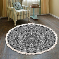 Thumbnail for Vintage Round Fringe Print Bedroom Rug - Casatrail.com