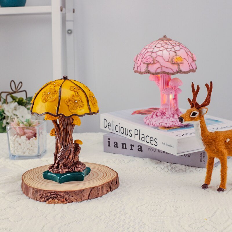 Vintage Stained Resin Mushroom Table Lamp - Casatrail.com