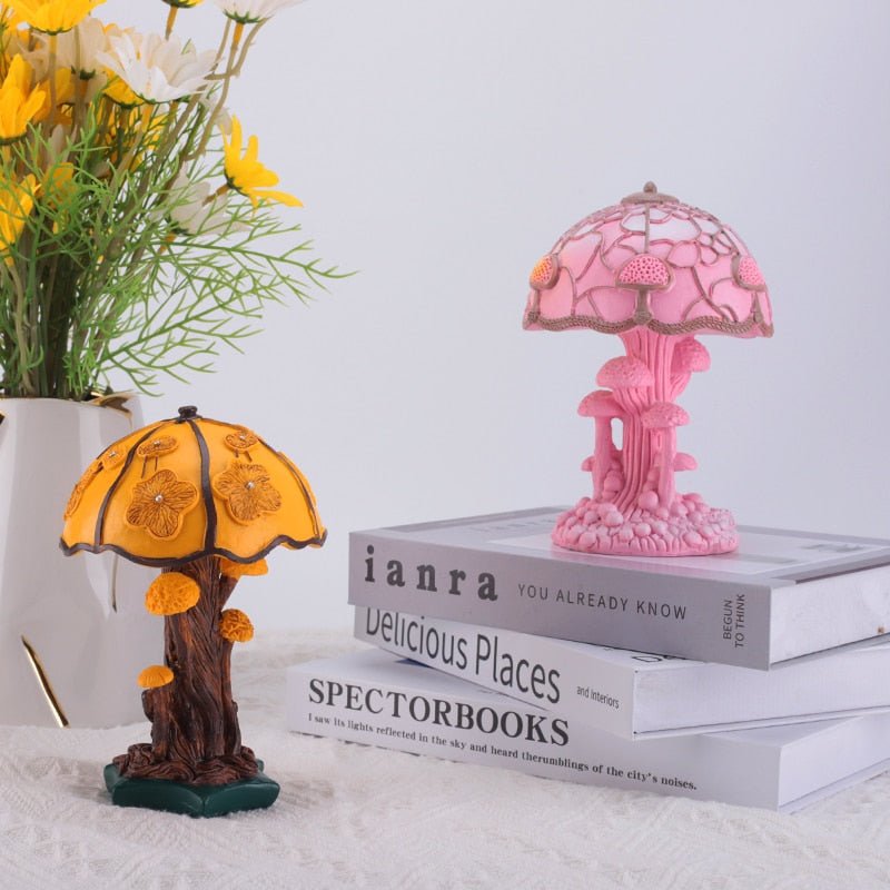 Vintage Stained Resin Mushroom Table Lamp - Casatrail.com