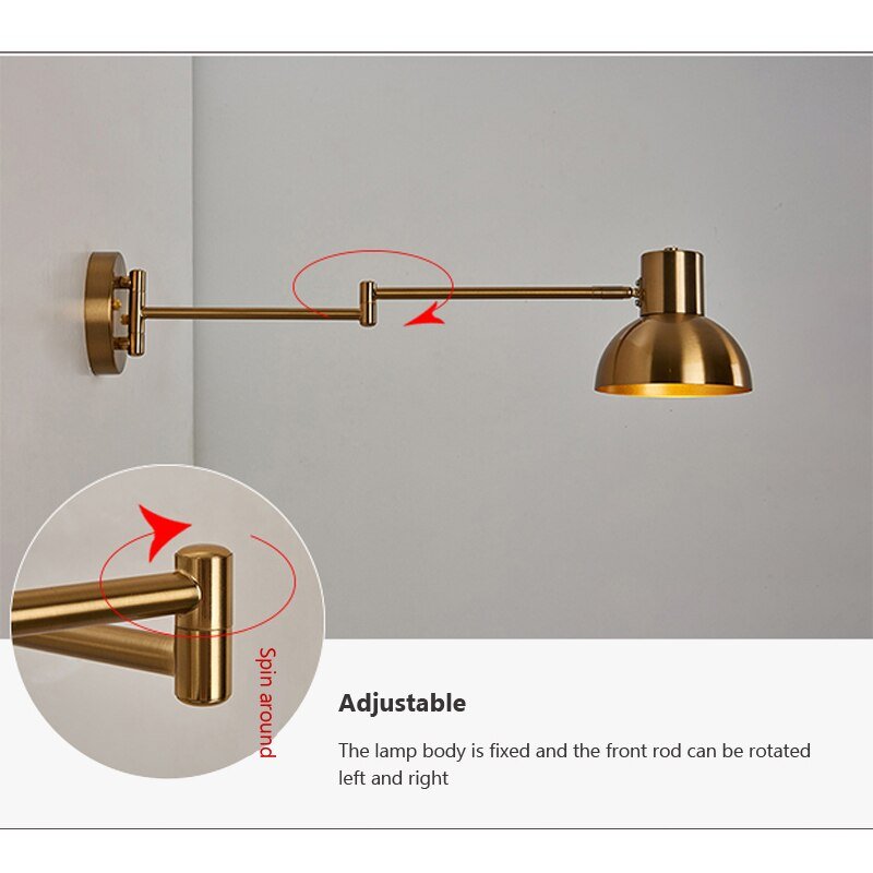 Wall Lamp with Telescopic Folding Swing Arm for Bedroom - Casatrail.com