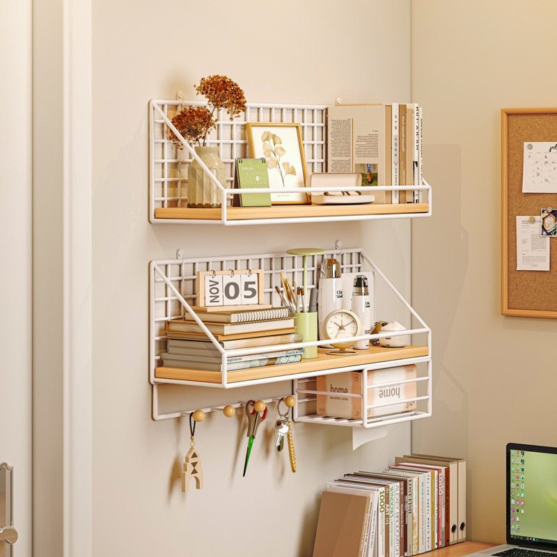 Wall - Mounted Solid Wood + Steel Book Rack - Casatrail.com