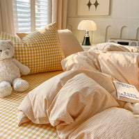 Thumbnail for Warm Bed Linen Lattice Duvet Cover Set - Casatrail.com