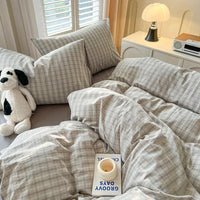 Thumbnail for Warm Bed Linen Lattice Duvet Cover Set - Casatrail.com