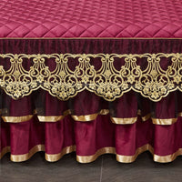 Thumbnail for Warm Bedspread on The Bed with Thickened Crystal Velvet Lace Bed Skirt for King Queen Size Embroidery Bed Cover - Casatrail.com