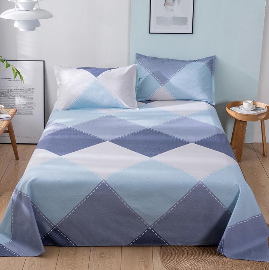 Washed Cotton Flat Bed Sheets Set with 3Pcs Pillowcase - Casatrail.com