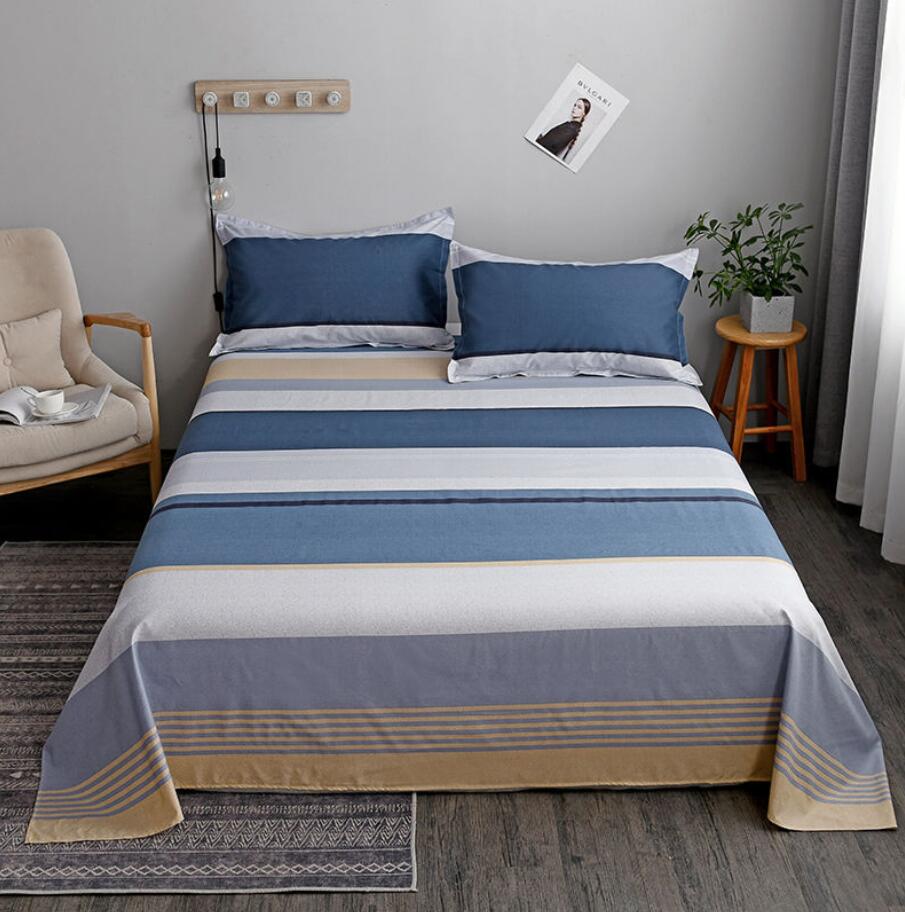 Washed Cotton Flat Bed Sheets Set with 3Pcs Pillowcase - Casatrail.com