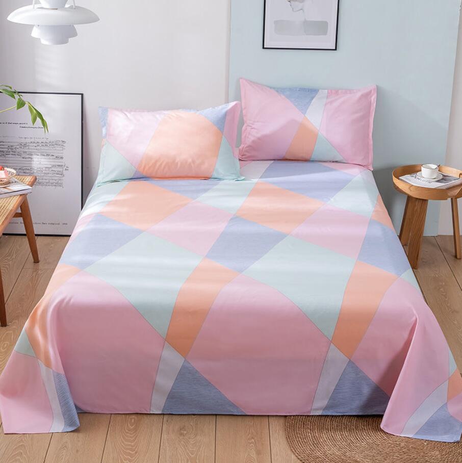 Washed Cotton Flat Bed Sheets Set with 3Pcs Pillowcase - Casatrail.com