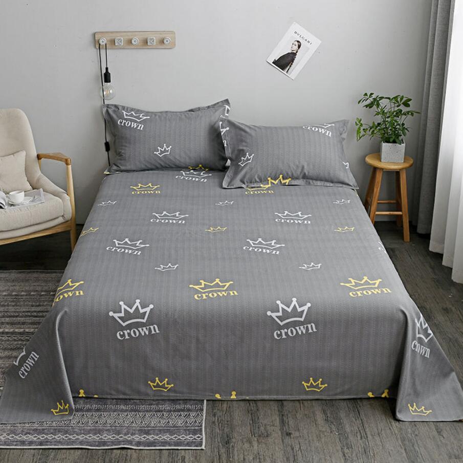 Washed Cotton Flat Bed Sheets Set with 3Pcs Pillowcase - Casatrail.com