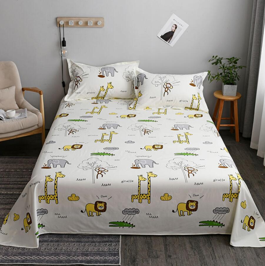 Washed Cotton Flat Bed Sheets Set with 3Pcs Pillowcase - Casatrail.com