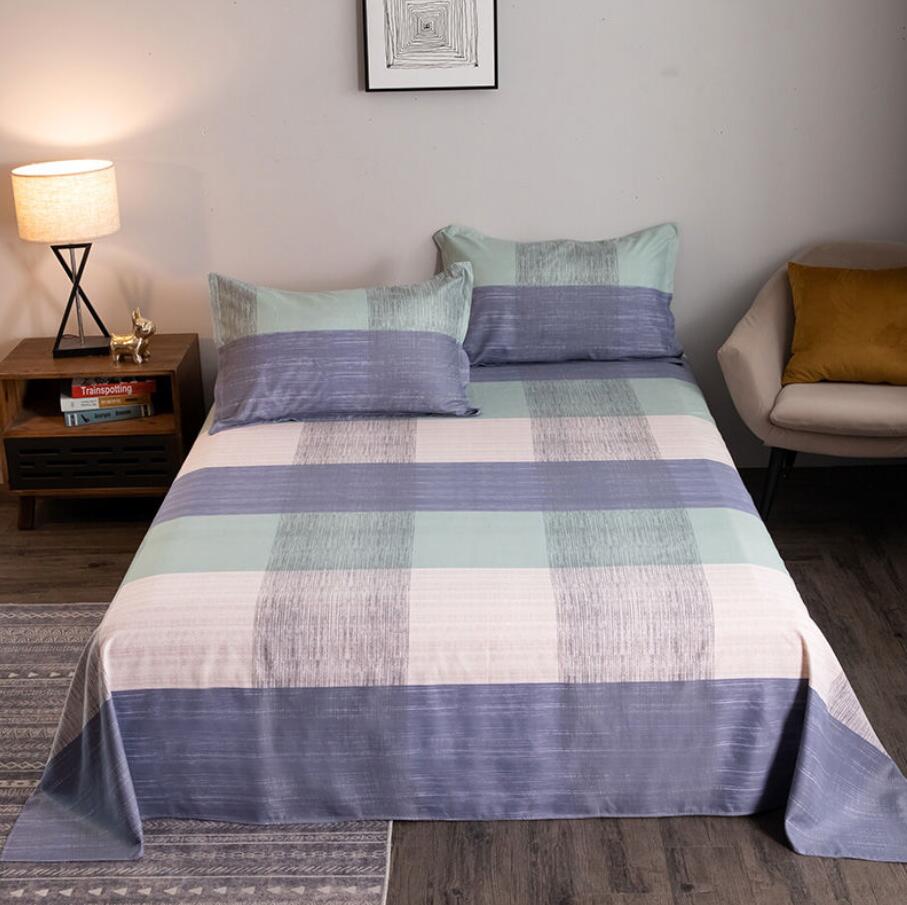 Washed Cotton Flat Bed Sheets Set with 3Pcs Pillowcase - Casatrail.com