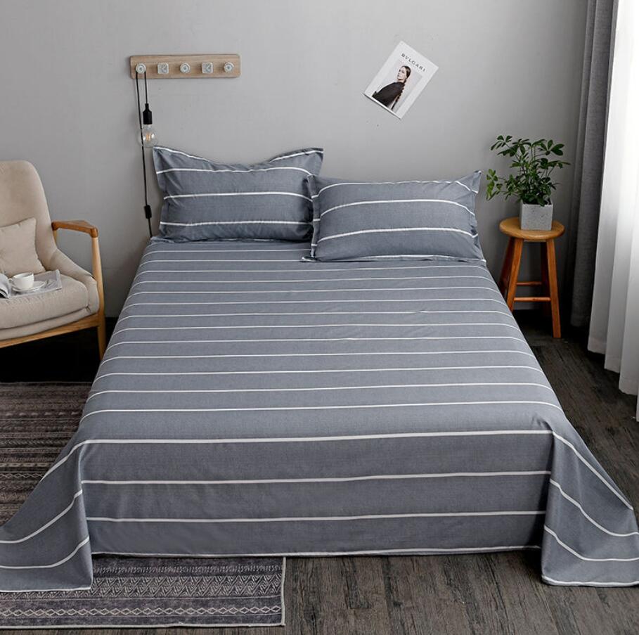 Washed Cotton Flat Bed Sheets Set with 3Pcs Pillowcase - Casatrail.com