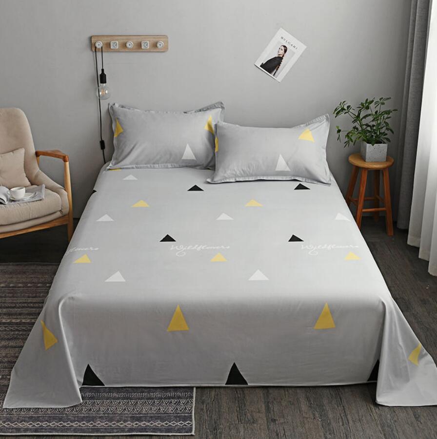 Washed Cotton Flat Bed Sheets Set with 3Pcs Pillowcase - Casatrail.com