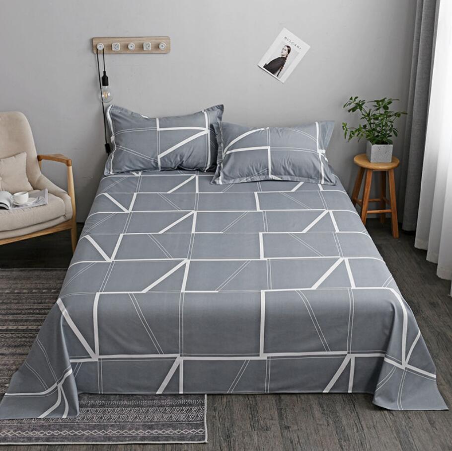 Washed Cotton Flat Bed Sheets Set with 3Pcs Pillowcase - Casatrail.com