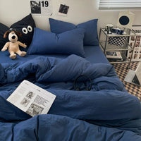 Thumbnail for Washed Cotton Linen Blue Duvet Cover - Casatrail.com