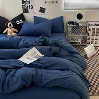 Thumbnail for Washed Cotton Linen Blue Duvet Cover - Casatrail.com