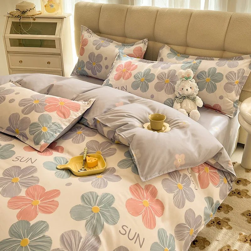 Washed Cotton Microfiber Cute Bedding Set Duvet Cover - Casatrail.com