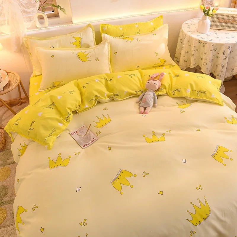 Washed Cotton Microfiber Cute Bedding Set Duvet Cover - Casatrail.com