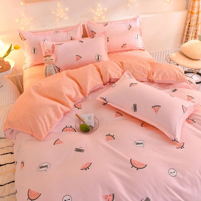 Washed Cotton Microfiber Cute Bedding Set Duvet Cover - Casatrail.com