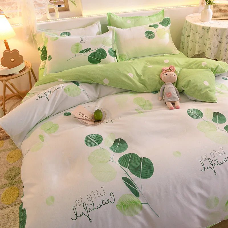 Washed Cotton Microfiber Cute Bedding Set Duvet Cover - Casatrail.com