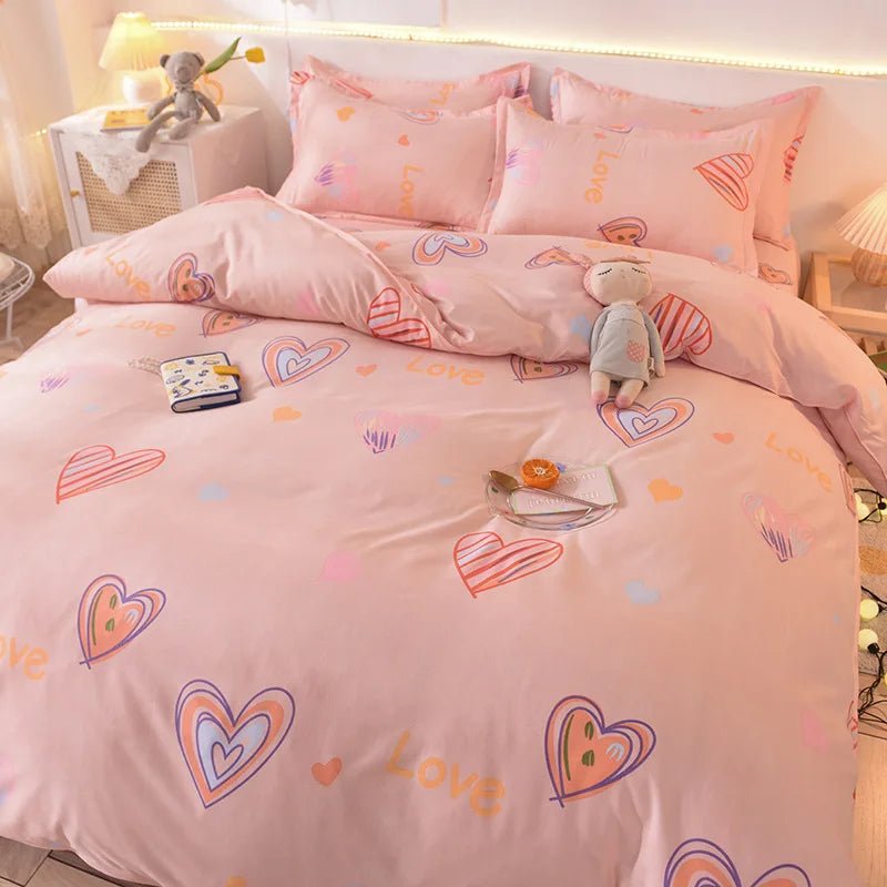 Washed Cotton Microfiber Cute Bedding Set Duvet Cover - Casatrail.com