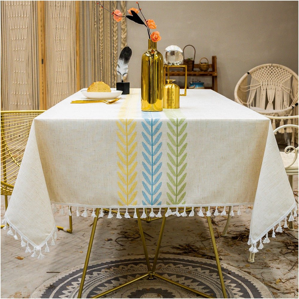 Waterproof Embroidered Leaf Tablecloth - Casatrail.com