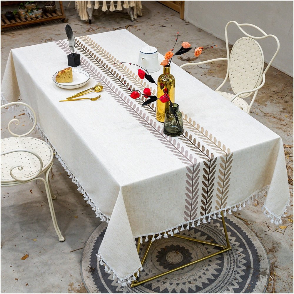 Waterproof Embroidered Leaf Tablecloth - Casatrail.com
