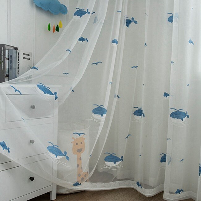 Whale Voile Curtains for Kids Bedroom - Casatrail.com